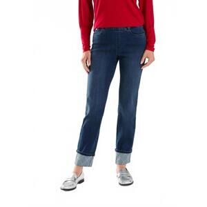 NEW FDJ pilar pull-on cuffed straight ankle denim jeans in dark vintage